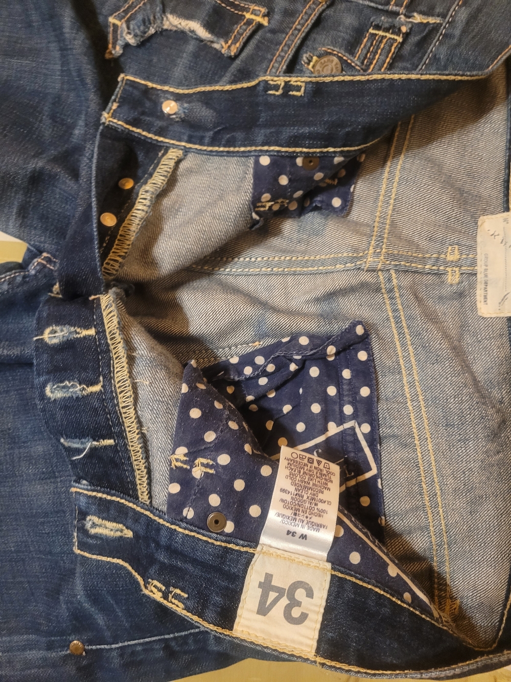 Taverniti So Jeans Dark Blue Denim with Navy Polka-Dot Lining - Picture 5 of 9